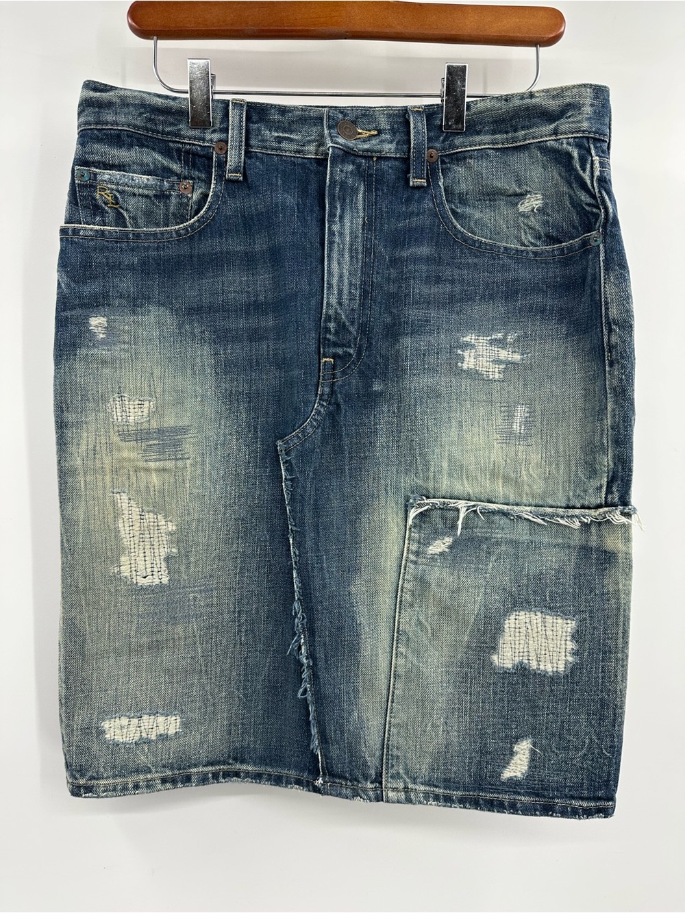Polo by Ralph Lauren Distressed Denim Skirt Size 6